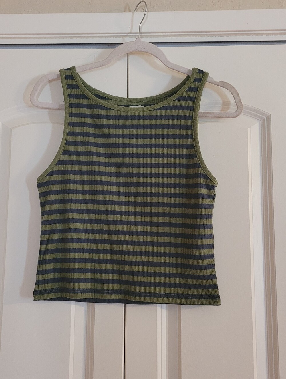 New Without Tags Striped Olive and Navy Ribbed Tank Top Oneill